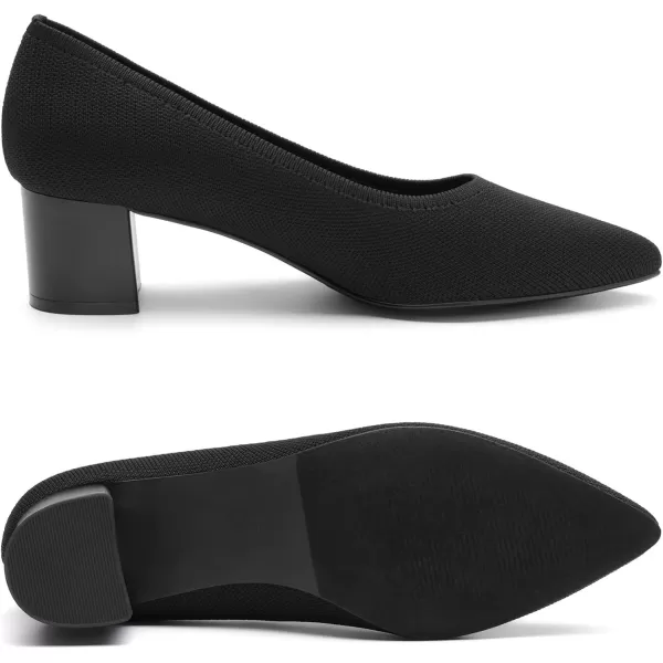 imageDREAM PAIRS Womens Chunky Low Block Heels Closed Toe Work Pumps Comfortable Knitted Pointed Toe Dress Wedding ShoesBlackKnitting