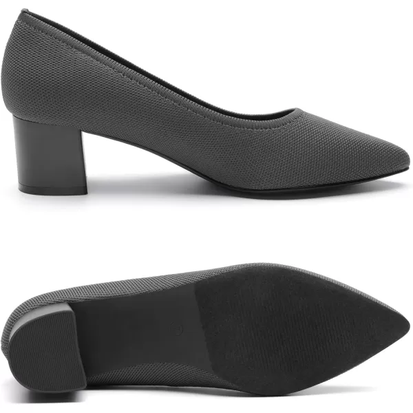 imageDREAM PAIRS Womens Chunky Low Block Heels Closed Toe Work Pumps Comfortable Knitted Pointed Toe Dress Wedding ShoesDark GreyKnitting