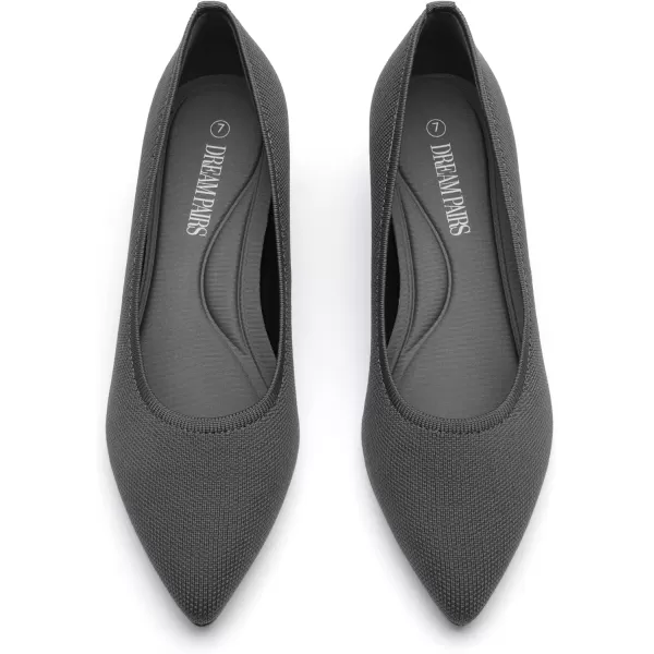 imageDREAM PAIRS Womens Chunky Low Block Heels Closed Toe Work Pumps Comfortable Knitted Pointed Toe Dress Wedding ShoesDark GreyKnitting