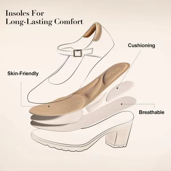 imageDREAM PAIRS Womens Chunky Low Block Heels Mary Jane Closed Toe Work Pumps Comfortable Round Toe Dress Wedding ShoesWhite