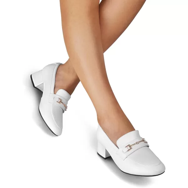 imageDREAM PAIRS Womens Chunky Mid Heel Loafers Comfortable SlipOn Pumps Dressy amp Fashionable Business Casual ShoesWhite
