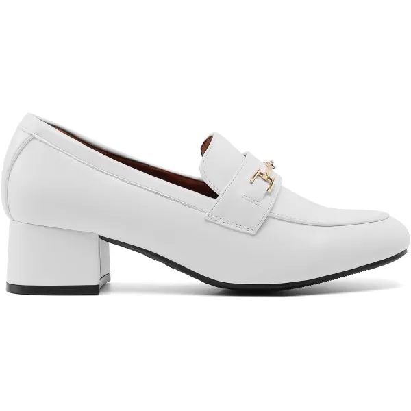 imageDREAM PAIRS Womens Chunky Mid Heel Loafers Comfortable SlipOn Pumps Dressy amp Fashionable Business Casual ShoesWhite