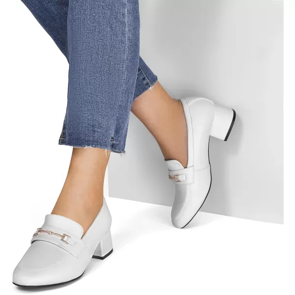 imageDREAM PAIRS Womens Chunky Mid Heel Loafers Comfortable SlipOn Pumps Dressy amp Fashionable Business Casual ShoesWhite