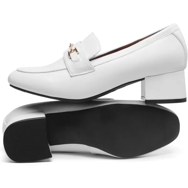 imageDREAM PAIRS Womens Chunky Mid Heel Loafers Comfortable SlipOn Pumps Dressy amp Fashionable Business Casual ShoesWhite