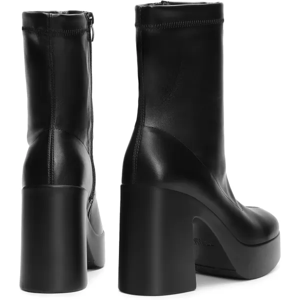 imageDREAM PAIRS Womens Chunky Platform Ankle Boot High Block Heels Square Toe lightweight Comfort Party Dress Booties Shoes for WomenBlack
