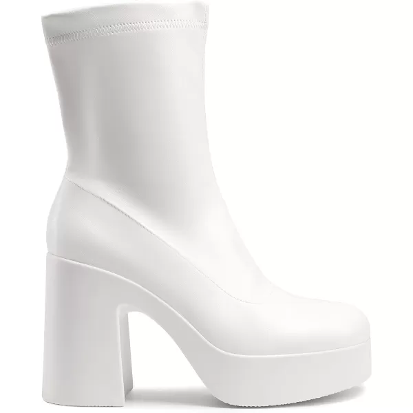 imageDREAM PAIRS Womens Chunky Platform Ankle Boot High Block Heels Square Toe lightweight Comfort Party Dress Booties Shoes for WomenWhite