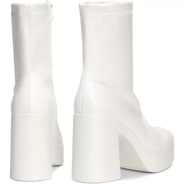 imageDREAM PAIRS Womens Chunky Platform Ankle Boot High Block Heels Square Toe lightweight Comfort Party Dress Booties Shoes for WomenWhite