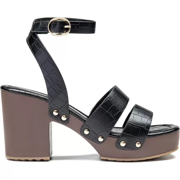 imageDREAM PAIRS Womens Chunky Platform Ankle Multi Strappy Heels Round Open Toe Summer SandalsBlackstone