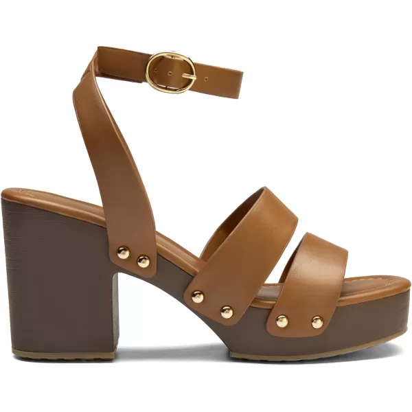 imageDREAM PAIRS Womens Chunky Platform Ankle Multi Strappy Heels Round Open Toe Summer SandalsBrownpu