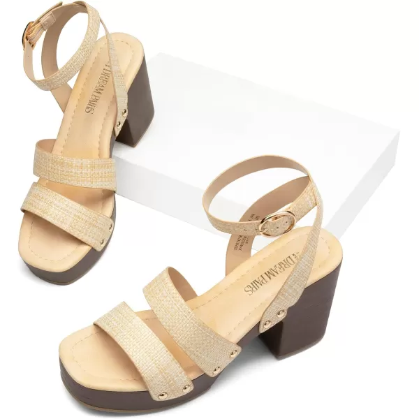 imageDREAM PAIRS Womens Chunky Platform Ankle Multi Strappy Heels Round Open Toe Summer SandalsNudewoven