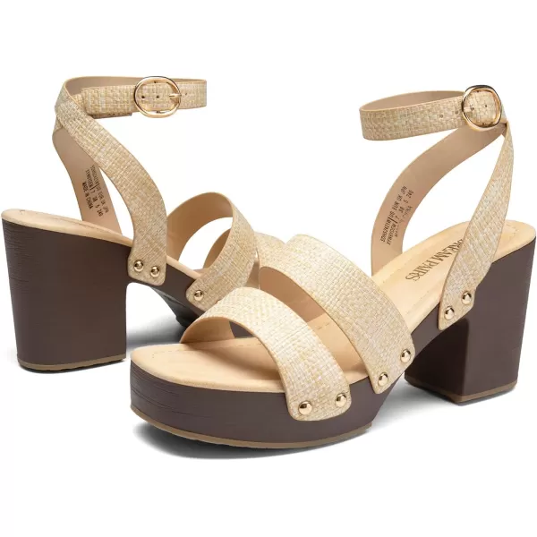 imageDREAM PAIRS Womens Chunky Platform Ankle Multi Strappy Heels Round Open Toe Summer SandalsNudewoven