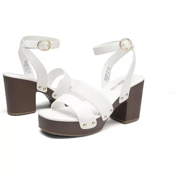 imageDREAM PAIRS Womens Chunky Platform Ankle Multi Strappy Heels Round Open Toe Summer SandalsWhitepu