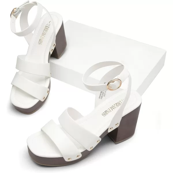 imageDREAM PAIRS Womens Chunky Platform Ankle Multi Strappy Heels Round Open Toe Summer SandalsWhitepu