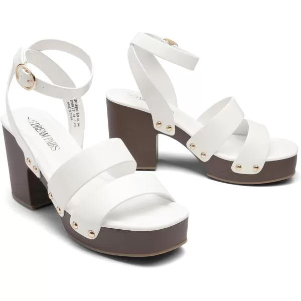 imageDREAM PAIRS Womens Chunky Platform Ankle Multi Strappy Heels Round Open Toe Summer SandalsWhitepu