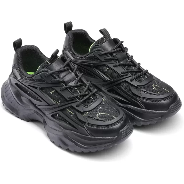 imageDREAM PAIRS Womens Chunky Platform Dad Sneakers Non Slip Laceup Walking Shoes  Breathable Upper  Removable Insole  Casual Gym Workout Work ShoeBlack