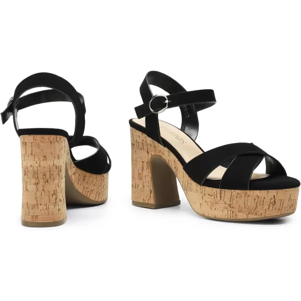 imageDREAM PAIRS Womens Chunky Platform Heels Round Open Toe Ankle Strap High Heeled Sandals for Party BrunchBlacknubuck