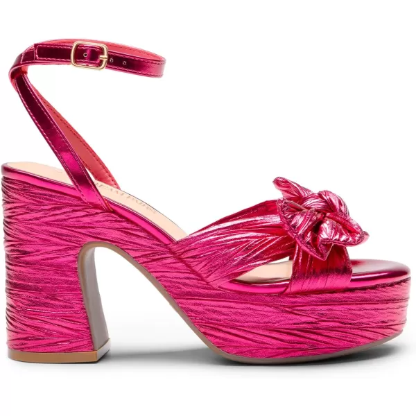 imageDREAM PAIRS Womens Chunky Platform Heels Sandals Pleated Bow Knot Ankle Buckle Strap Heeled Sandals Open Toe Comfortable Wedding Party Dress ShoesHot Pink