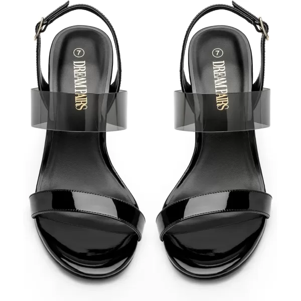 imageDREAM PAIRS Womens Clear Heels Slingback Open Toe Sexy Comfort Double Straps Dress Wedding Sandals ShoesBlackClear