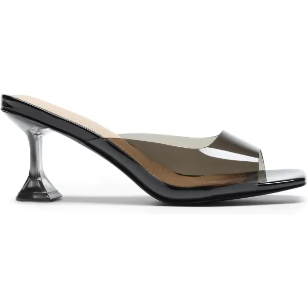 imageDREAM PAIRS Womens Clear Heels Square Toe High Stiletto Mules Slip on Wedding Dress Heel SandalsAll Blackclear