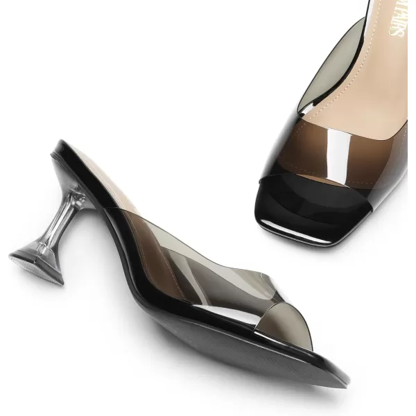 imageDREAM PAIRS Womens Clear Heels Square Toe High Stiletto Mules Slip on Wedding Dress Heel SandalsAll Blackclear