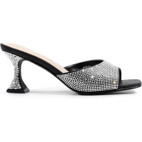 imageDREAM PAIRS Womens Clear Heels Square Toe High Stiletto Mules Slip on Wedding Dress Heel SandalsBlackrhinestone