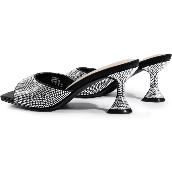 imageDREAM PAIRS Womens Clear Heels Square Toe High Stiletto Mules Slip on Wedding Dress Heel SandalsBlackrhinestone