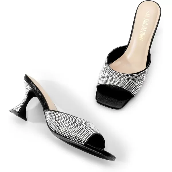 imageDREAM PAIRS Womens Clear Heels Square Toe High Stiletto Mules Slip on Wedding Dress Heel SandalsBlackrhinestone