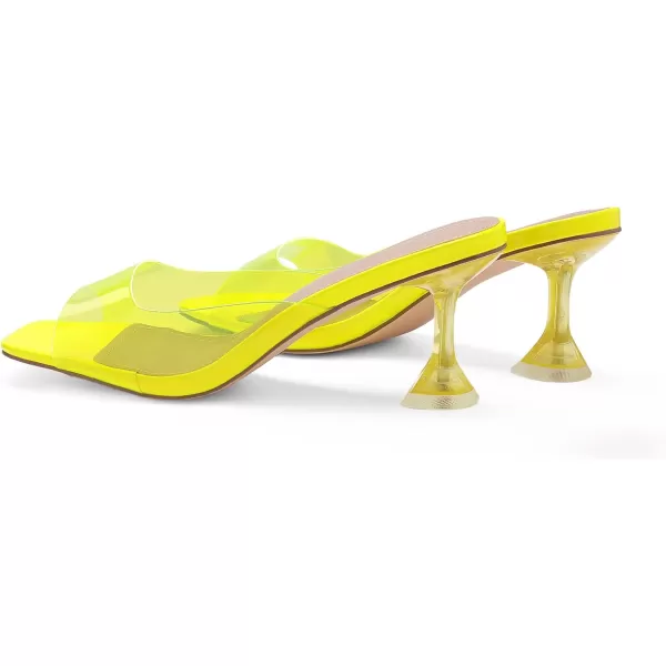 imageDREAM PAIRS Womens Clear Heels Square Toe High Stiletto Mules Slip on Wedding Dress Heel SandalsNeon Yellow Clear