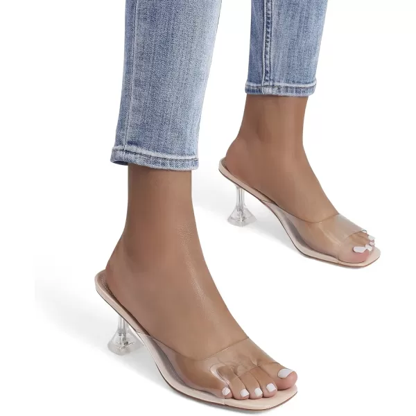 imageDREAM PAIRS Womens Clear Heels Square Toe High Stiletto Mules Slip on Wedding Dress Heel SandalsNude Clearlow