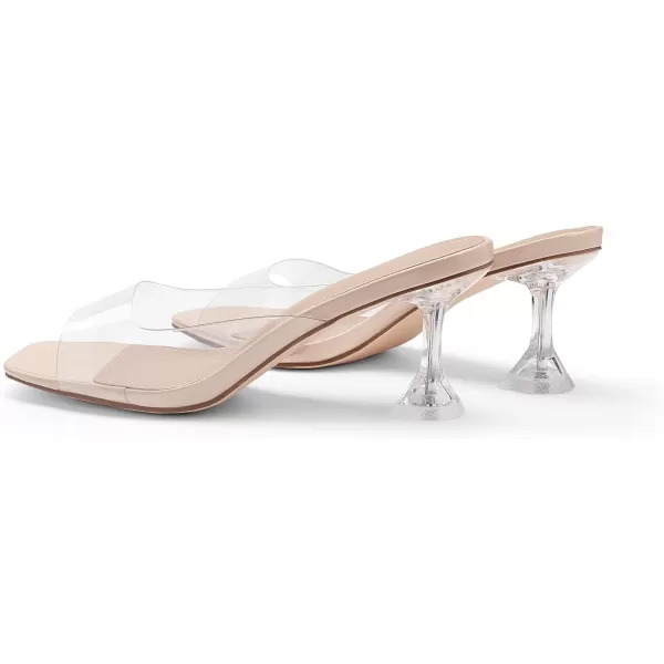 imageDREAM PAIRS Womens Clear Heels Square Toe High Stiletto Mules Slip on Wedding Dress Heel SandalsNude Clearlow