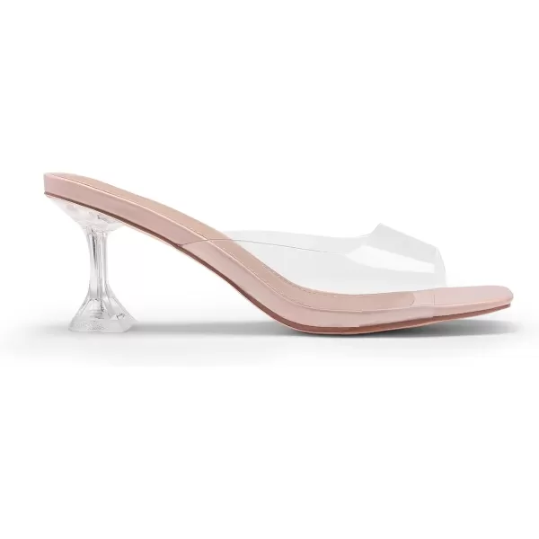 imageDREAM PAIRS Womens Clear Heels Square Toe High Stiletto Mules Slip on Wedding Dress Heel SandalsPink Clear