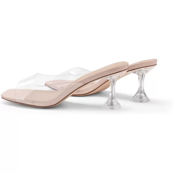 imageDREAM PAIRS Womens Clear Heels Square Toe High Stiletto Mules Slip on Wedding Dress Heel SandalsPink Clear