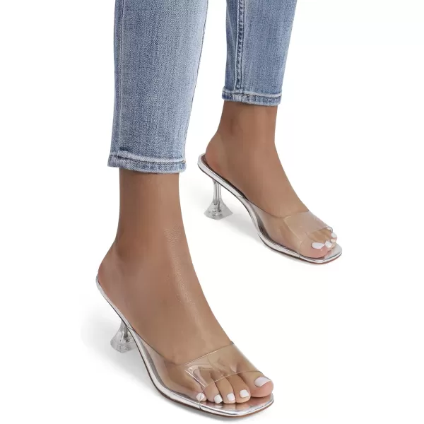 imageDREAM PAIRS Womens Clear Heels Square Toe High Stiletto Mules Slip on Wedding Dress Heel SandalsSilver Clearlow