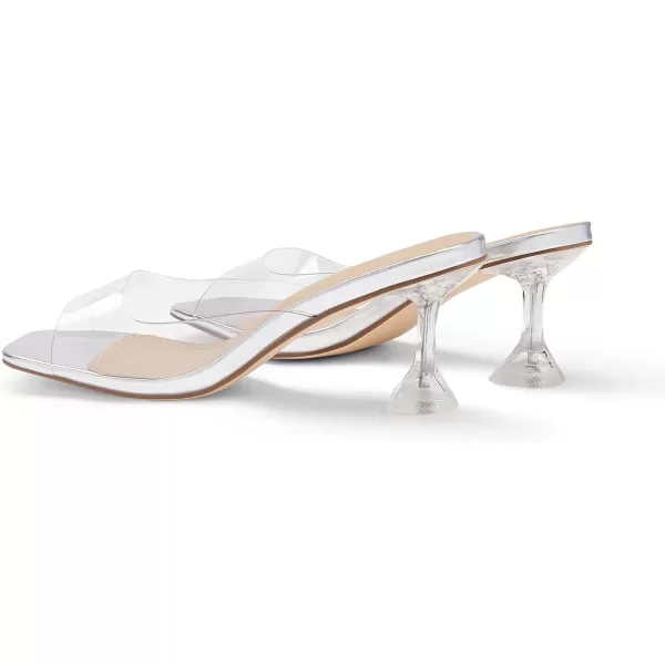 imageDREAM PAIRS Womens Clear Heels Square Toe High Stiletto Mules Slip on Wedding Dress Heel SandalsSilver Clearlow