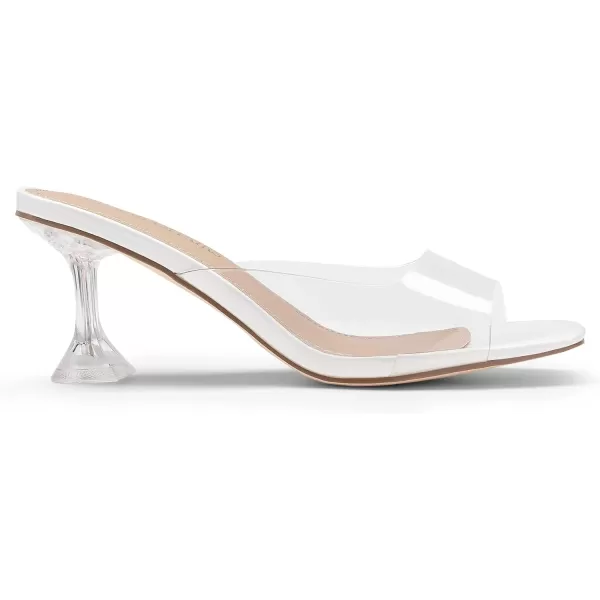 imageDREAM PAIRS Womens Clear Heels Square Toe High Stiletto Mules Slip on Wedding Dress Heel SandalsWhite Clear