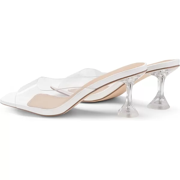 imageDREAM PAIRS Womens Clear Heels Square Toe High Stiletto Mules Slip on Wedding Dress Heel SandalsWhite Clear