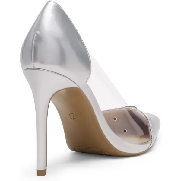 imageDREAM PAIRS Womens Clear High Heels Closed Toe Stiletto Sexy Transparent Pointed Toe Heel Fashion Wedding Party Slip On Pumps ShoesSilverClear