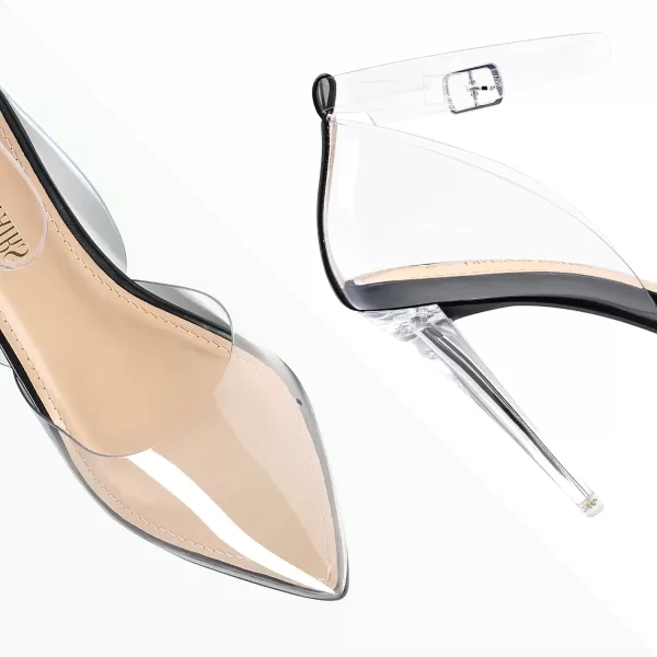 imageDREAM PAIRS Womens Clear High Heels Strappy Rhinestone Closed Toe Stiletto Sexy Sparkly Pointed Toe Ankle Strap DOrsay Transparent Heels Dress Wedding Party Pumps ShoesBlackClear