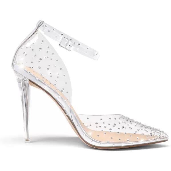 imageDREAM PAIRS Womens Clear High Heels Strappy Rhinestone Closed Toe Stiletto Sexy Sparkly Pointed Toe Ankle Strap DOrsay Transparent Heels Dress Wedding Party Pumps ShoesSilverDiamondClear