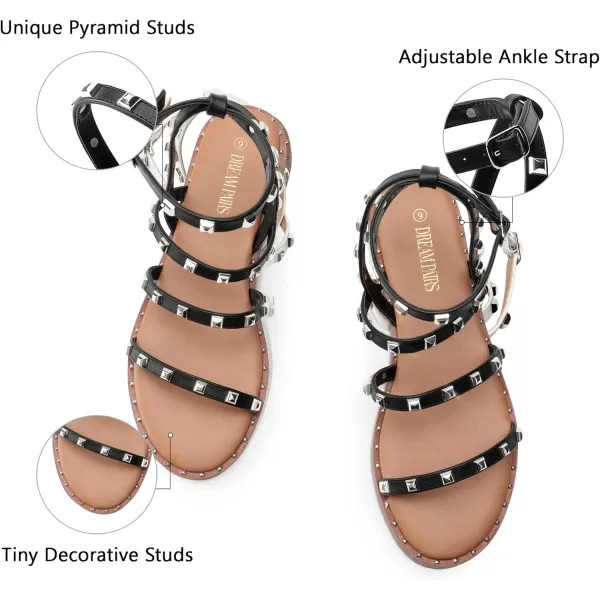 imageDREAM PAIRS Womens Clear Studded Pearl Gladiator Strappy Flat SandalsBlack