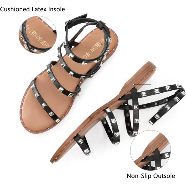 imageDREAM PAIRS Womens Clear Studded Pearl Gladiator Strappy Flat SandalsBlack