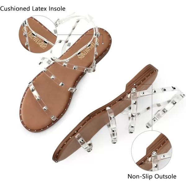 imageDREAM PAIRS Womens Clear Studded Pearl Gladiator Strappy Flat SandalsClear