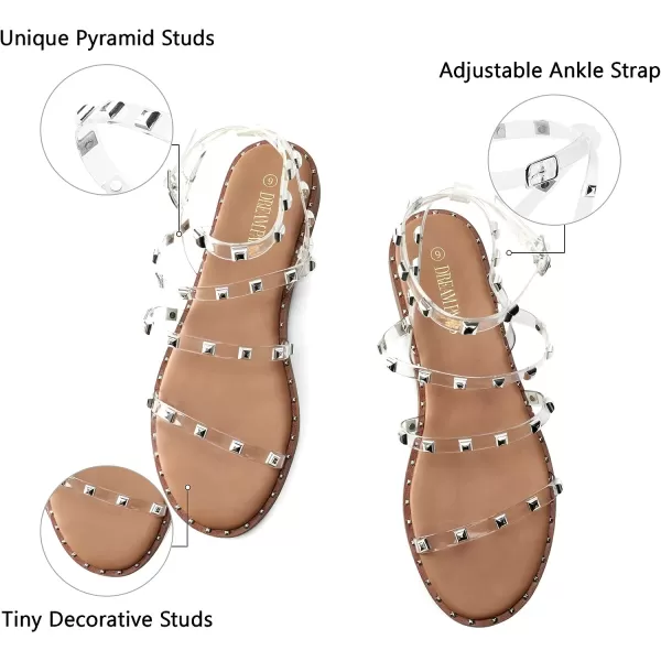 imageDREAM PAIRS Womens Clear Studded Pearl Gladiator Strappy Flat SandalsClear
