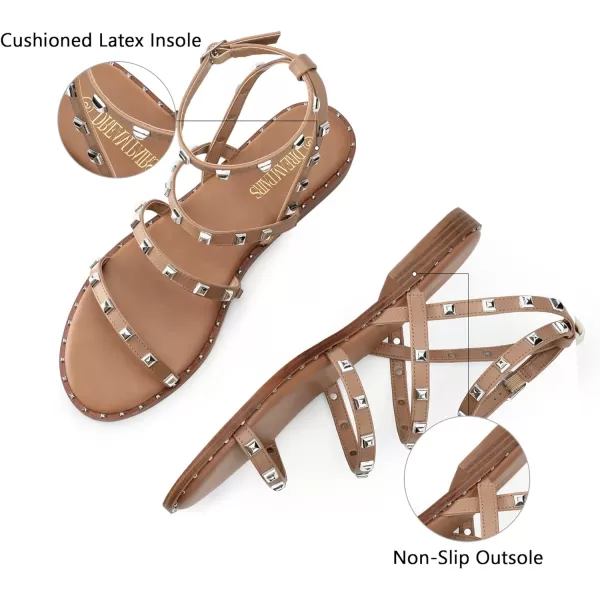 imageDREAM PAIRS Womens Clear Studded Pearl Gladiator Strappy Flat SandalsNude