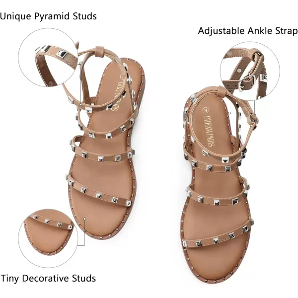 imageDREAM PAIRS Womens Clear Studded Pearl Gladiator Strappy Flat SandalsNude