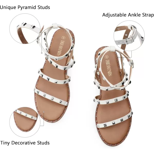 imageDREAM PAIRS Womens Clear Studded Pearl Gladiator Strappy Flat SandalsWhite