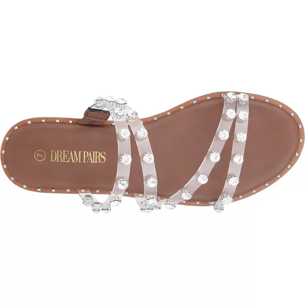imageDREAM PAIRS Womens Clear Studded Rhinestone Slide Sandals Slip on Open Toe Cute Flat Sandals for SummerClearRhinestone