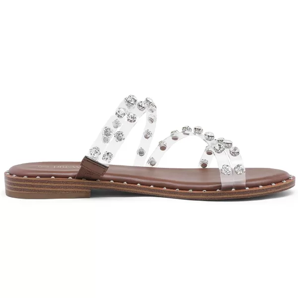 imageDREAM PAIRS Womens Clear Studded Rhinestone Slide Sandals Slip on Open Toe Cute Flat Sandals for SummerClearRhinestone