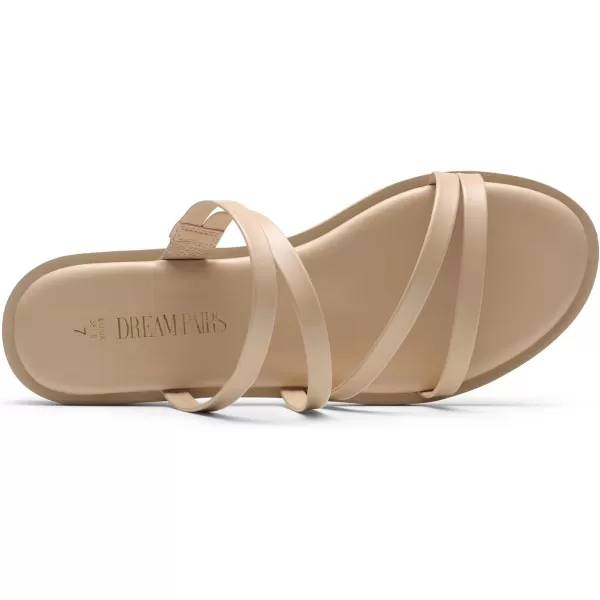 imageDREAM PAIRS Womens Clear Studded Rhinestone Slide Sandals Slip on Open Toe Cute Flat Sandals for SummerNudepu