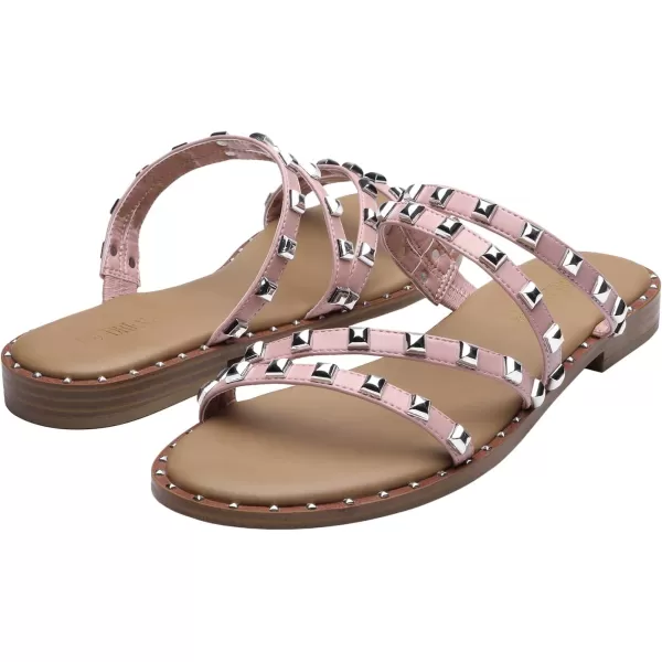 imageDREAM PAIRS Womens Clear Studded Rhinestone Slide Sandals Slip on Open Toe Cute Flat Sandals for SummerPinkpurivet